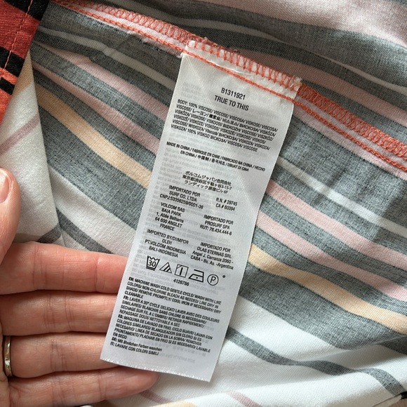 Volcom Midi Dress Orange Striped Spaghetti Straps Size S - Picture 12 of 12